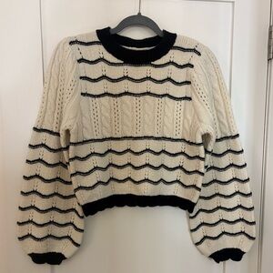 Sincerely Jules | black and white knit crochet sweater balloon sleeves medium